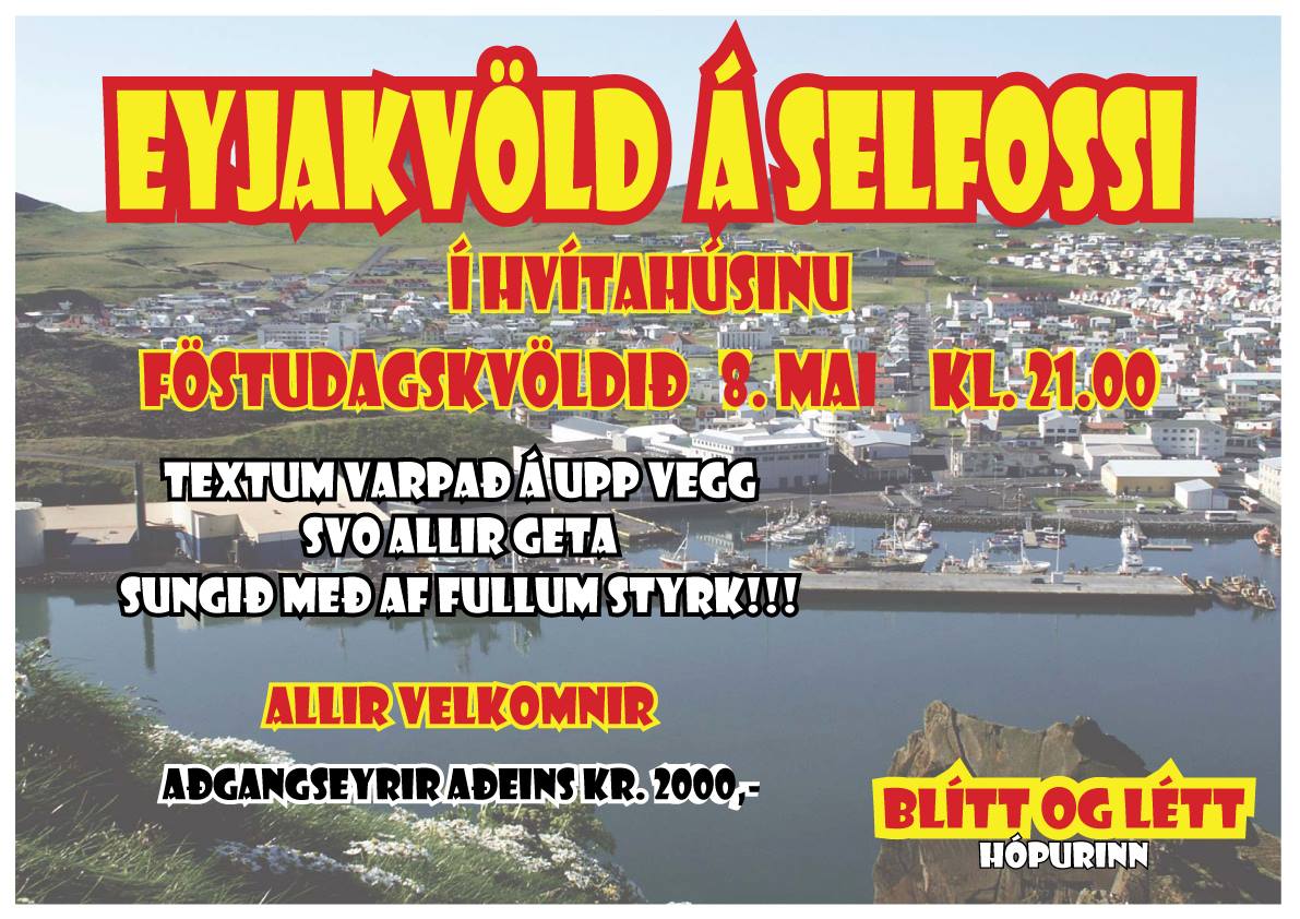 Blítt og Létt - Eyjakvöld á Selfossi 8. maí 2015